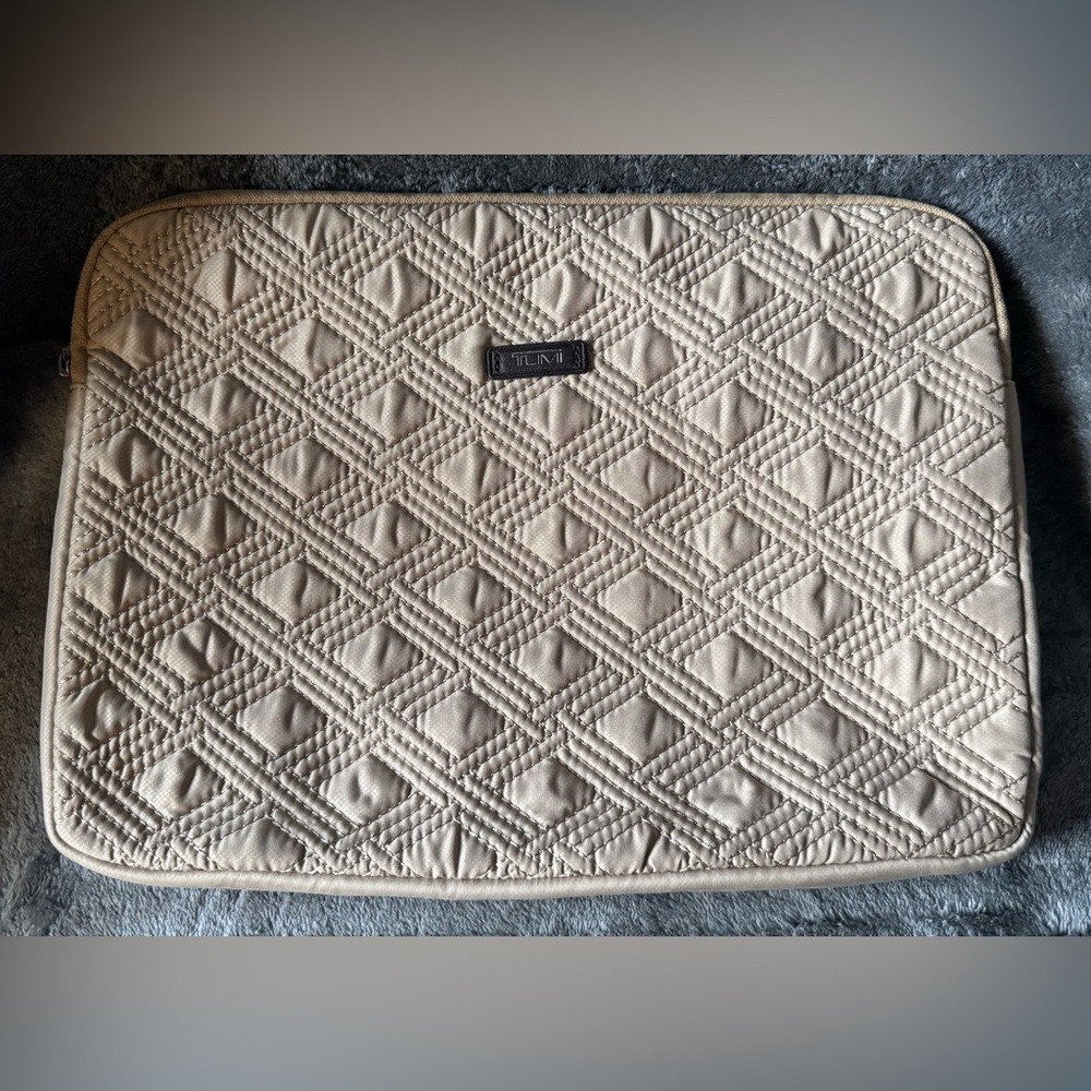 Tumi Quilted Laptop Sleeve in Beige